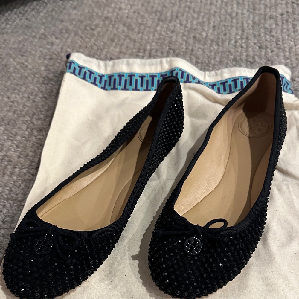 Tory Burch Black Studded Flats